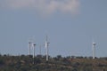 Wind turbines spinning in the Wind Energy station in Mountain Energy station in Mountain