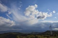 Wind turbines and storm in Anoia, Barcelona, Spain Royalty Free Stock Photo