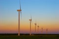 WIND TURBINES AT SUNSET Royalty Free Stock Photo