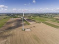 Wind turbines in Suwalki. Poland. View from above. Summer time.