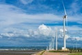 Wind turbines in Taichung Port Gaomei Wetlands Area Royalty Free Stock Photo
