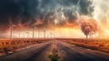 Wind turbines on a vast farmland under a cloudy sky. Royalty Free Stock Photo