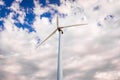 Wind turbines viewed from below help decontaminate the air Royalty Free Stock Photo
