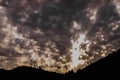 Wind turbines viewed from below help decontaminate the air Royalty Free Stock Photo