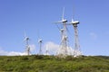 Wind turbines, white village Royalty Free Stock Photo