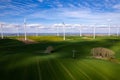 Wind turbines Windmill Energy seen from aerial view drone.