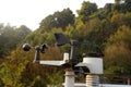 Wind vane and Anemometer were installed outdoors. Royalty Free Stock Photo