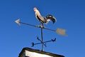 A wind vane displays the outline of a rooster