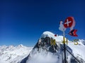 Wind vane weathercock in front of Breithorn mountain in Zermatt ski region, Switzerland Royalty Free Stock Photo