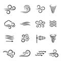 Wind weather and environment, nature icon set