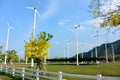 Wind wheel among the mountains . Royalty Free Stock Photo