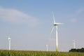 Wind wheels on blue sky