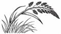 Windblown reeds corner, nature grass motion element vector design Generative AI