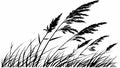 Windblown reeds scene, nature grass motion element vector design Generative AI