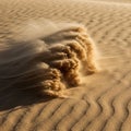 Windblown sand creates a dynamic pattern across a desert landscape. Fine grains Royalty Free Stock Photo