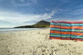 Windbreak used at beach, Outer Hebrides, Scotland