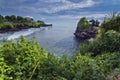 Winde angle shot of the cliff surrounding the Tanah Lot in Bali