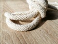 Winded cotton rope rope on the table