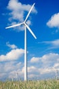 Windfarm on agricultural land Royalty Free Stock Photo