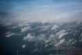 Windfarm landscape view from sky