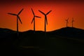Windfarm at sunset Royalty Free Stock Photo
