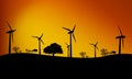 Windfarm, sunset Royalty Free Stock Photo