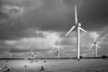 Windfarms in fields in England Royalty Free Stock Photo