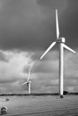 Windfarms in fields in England Royalty Free Stock Photo