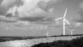 Windfarms in fields in England Royalty Free Stock Photo