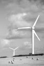 Windfarms in fields in England Royalty Free Stock Photo