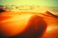 Winding black asphalt road through the sand dunes of Liwa oasis, United Arab Emirates Royalty Free Stock Photo