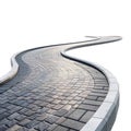 Winding cobblestone path leading into the distance on a bright white background Royalty Free Stock Photo