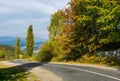 Winding countryside road through mountains