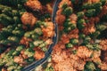 Winding curved road in the forest high up in the mountains in th