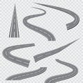 Winding curved road or highway with markings. Vector illustration Royalty Free Stock Photo