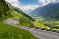 The winding and curvy Klausenpass mountain road in the heart of the Swiss Alps Royalty Free Stock Photo