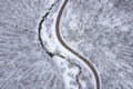 Winding Curving Road Parallel to a Mountain Stream