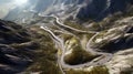 Winding curvy rural road. the most spectacular mountain roads in the world