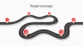 Winding 3D road concept on a transparent background. Timeline te