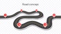 Winding 3D road concept on a transparent background. Timeline te