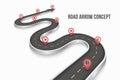 Winding 3d road infographic concept on a white background. Timeline template.