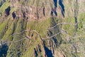 A winding difficult road in the mountains. Mountain pass in summer