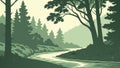 Winding Forest Path Vector Illustration, Nature Trail Adventure, vector design Generative AI Royalty Free Stock Photo