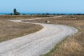 Winding dirt road in a dry grassland at the swedish island Oland