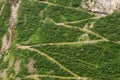 Winding mountain path top view. Walking path for the descent Royalty Free Stock Photo