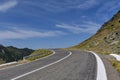 Winding mountain road with dangerous curves in Carpathian mountains. Transfagarasan road in Romania Royalty Free Stock Photo