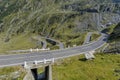 Winding mountain road with dangerous curves in Carpathian mountains. Transfagarasan road in Romania Royalty Free Stock Photo