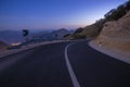 A winding mountain road at night Royalty Free Stock Photo