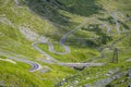 Winding mountain road. One of the most beautiful road in Europe. Popular travel destination. The Transfogarasan Road, Romania Royalty Free Stock Photo