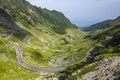 Winding mountain road. One of the most beautiful road in Europe. Popular travel destination. The Transfogarasan Road, Romania Royalty Free Stock Photo